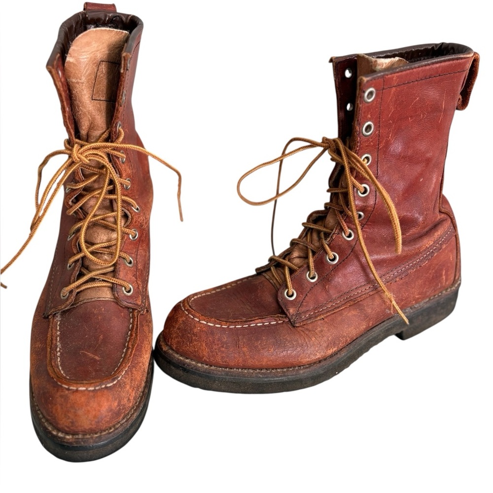 Vintage 1960's Eddie Bauer Brown Leather Boots Men's 8